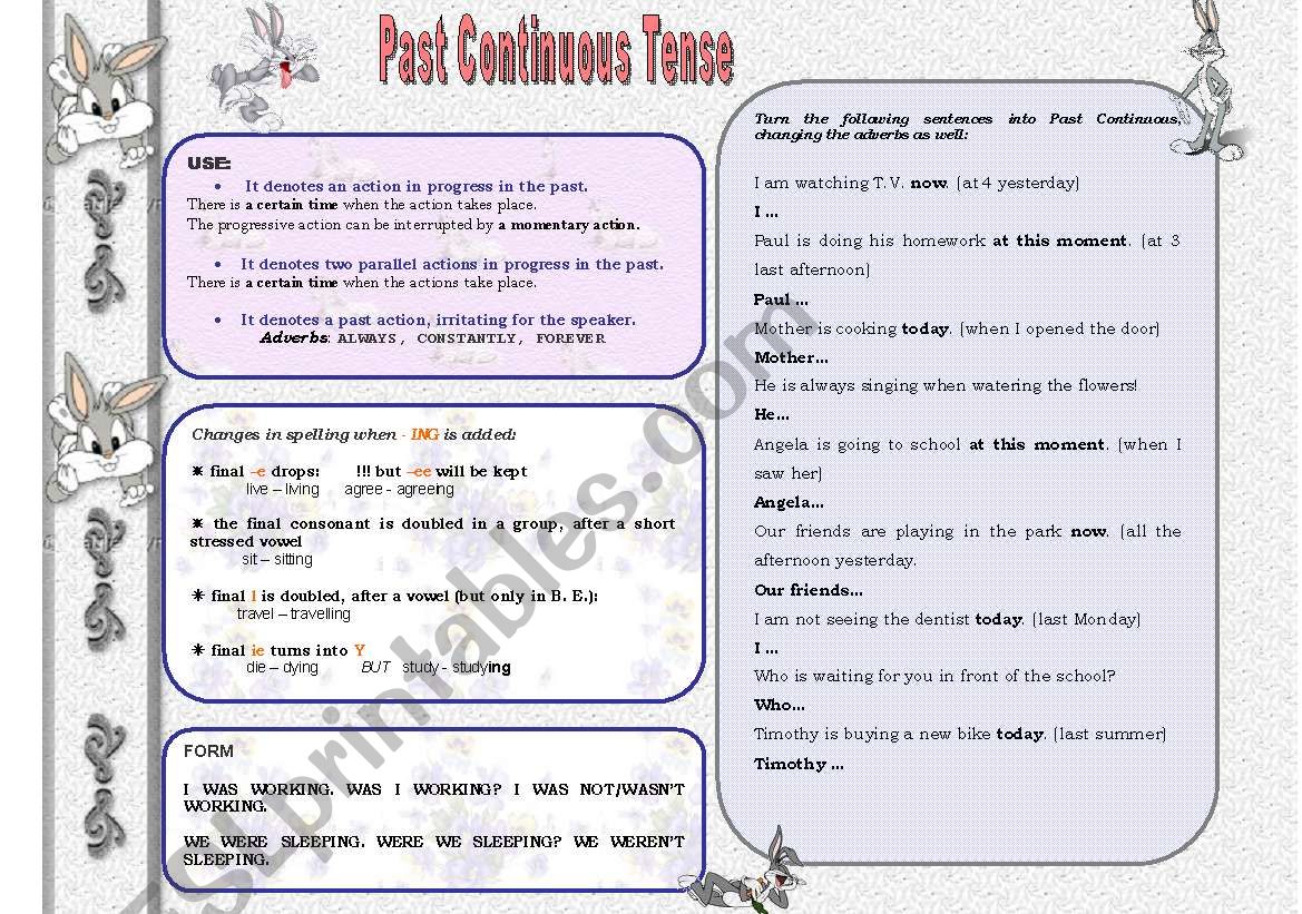 PAST CONTINUOUS worksheet