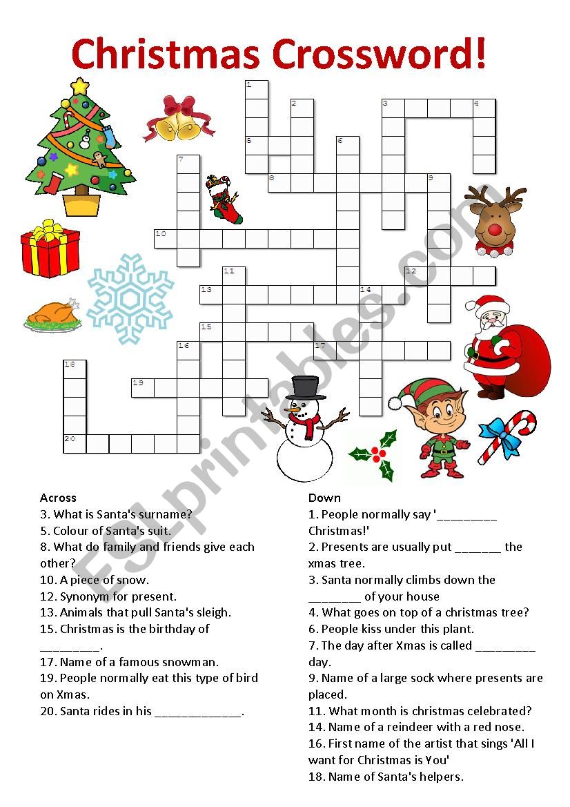 Christmas Crossword Printable
