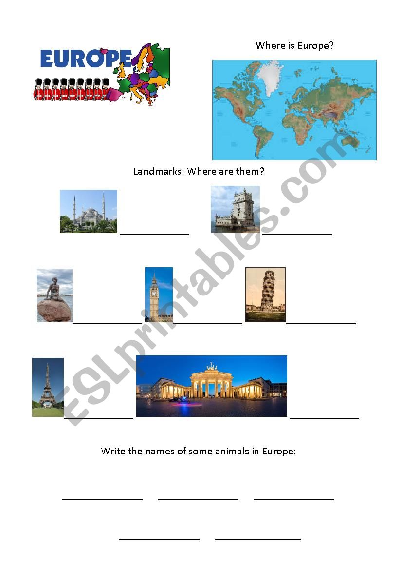 Europe worksheet