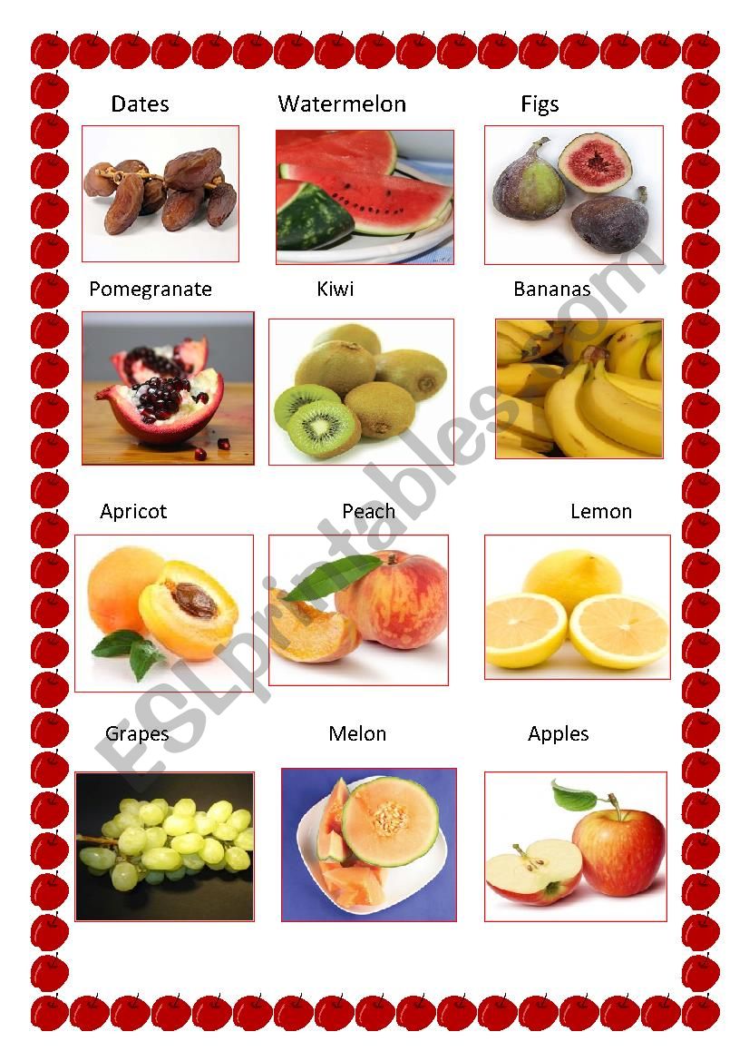 Fruit pictionary worksheet