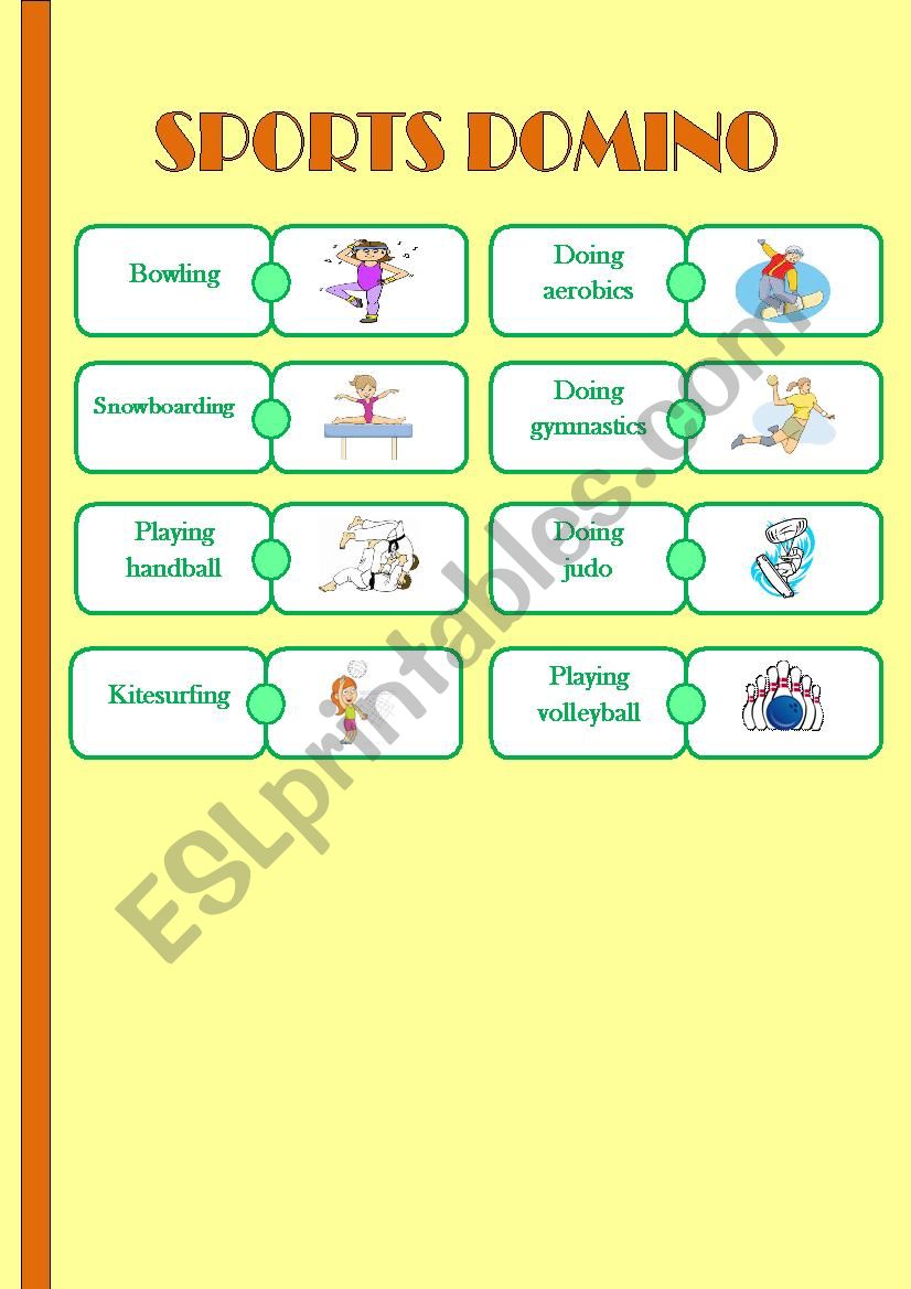 Sports domino worksheet