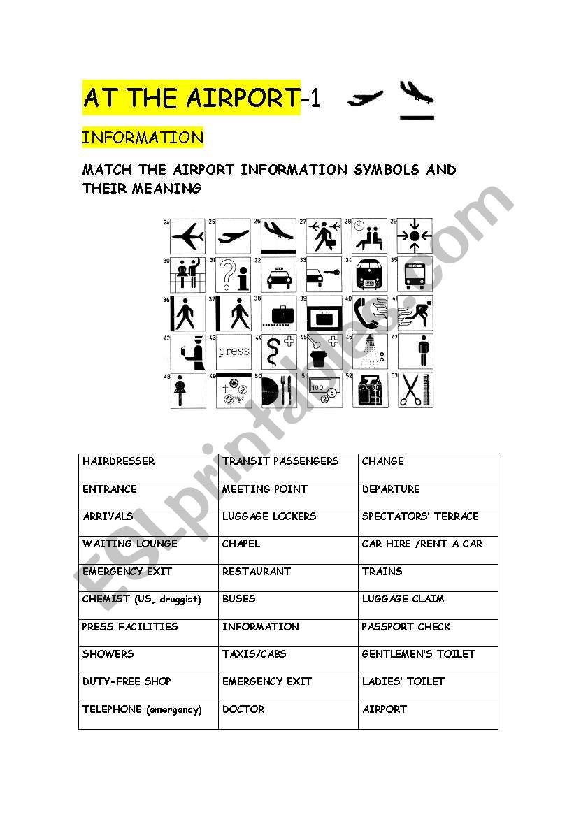 AIRPORT -1 (INFORMATION) worksheet