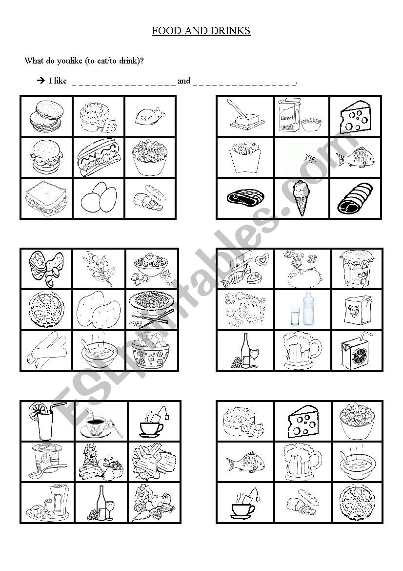 Food and drinks  worksheet