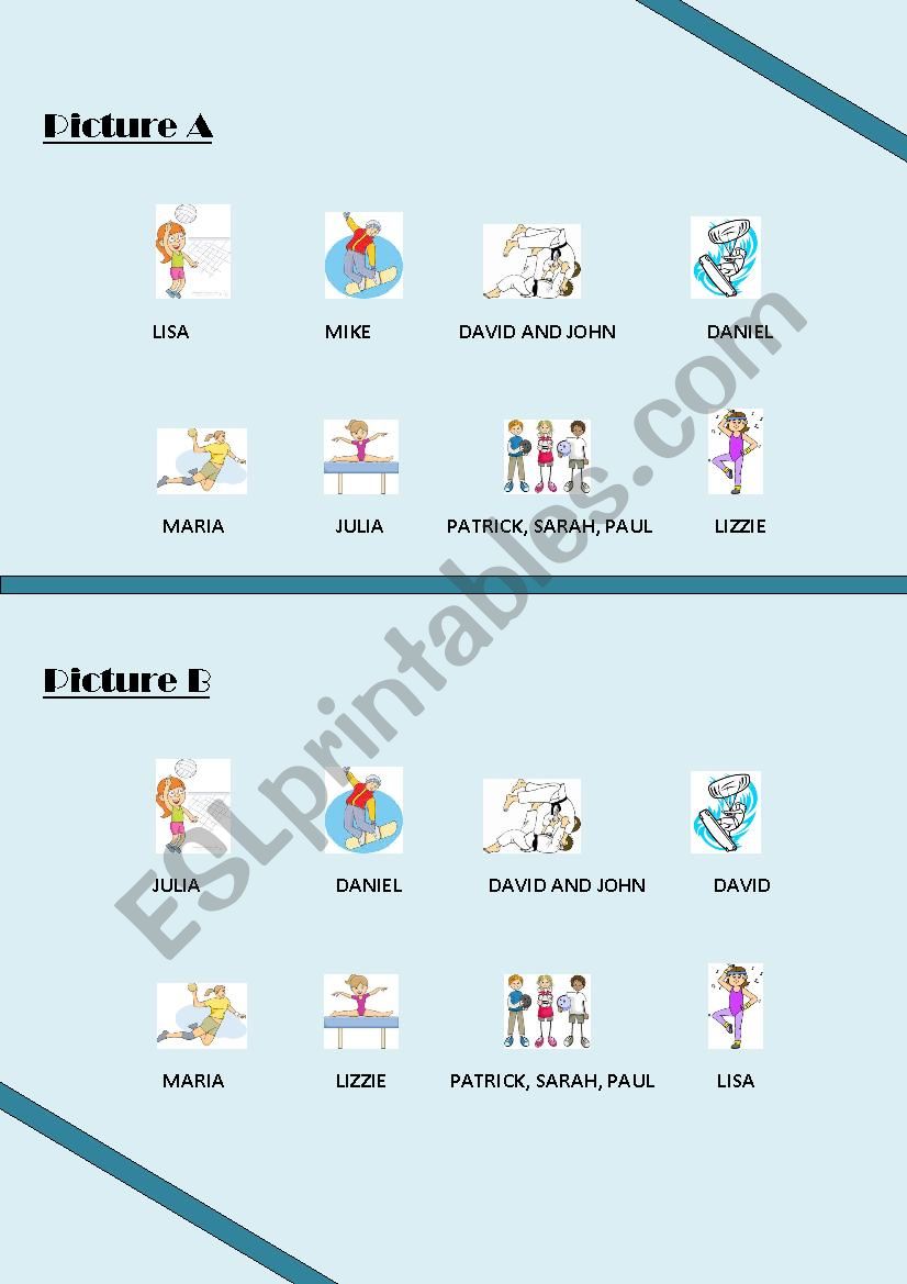 Spot the differences worksheet