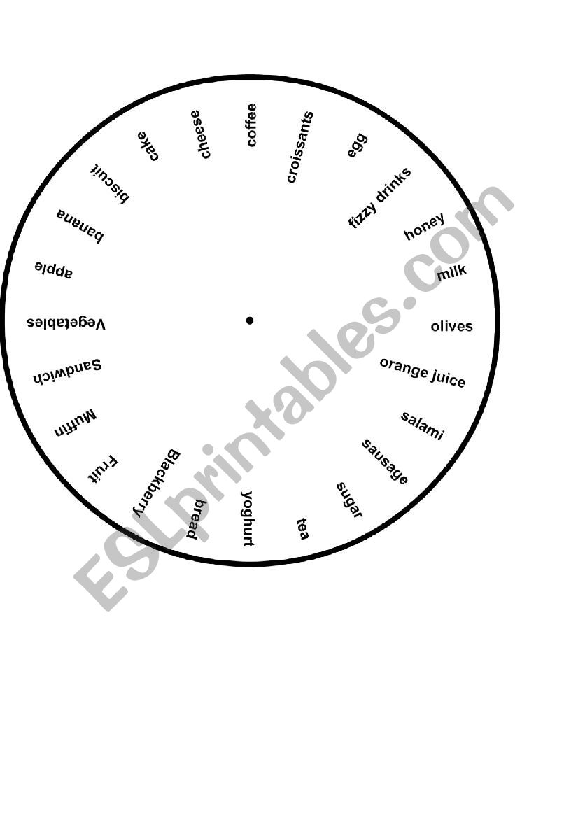 Food Word Wheel worksheet