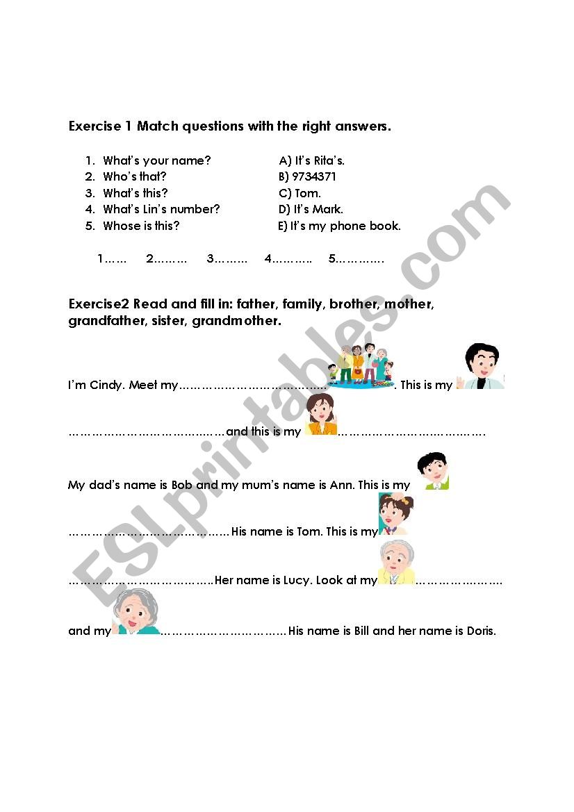 Family worksheet