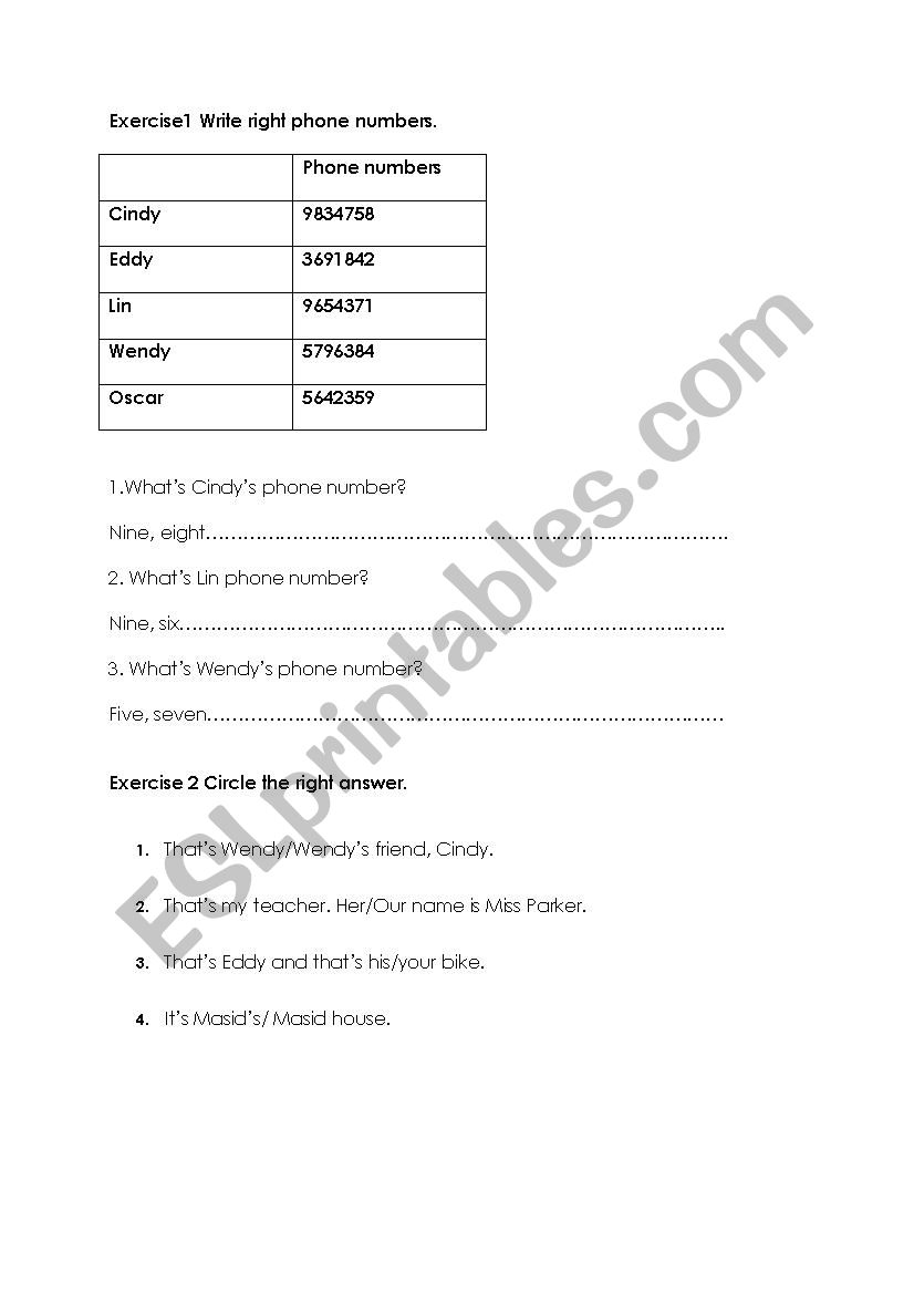 Numbers, saxon genitive, possessives