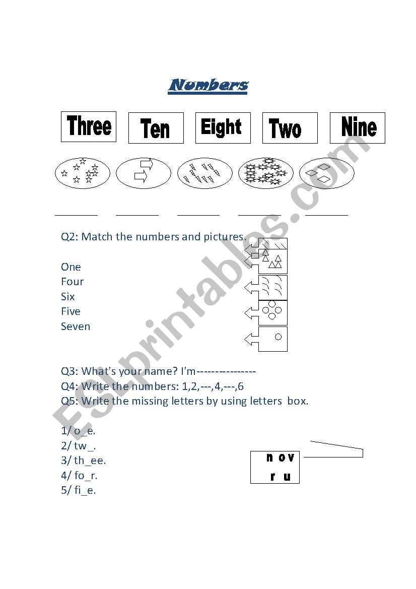 numbers worksheet