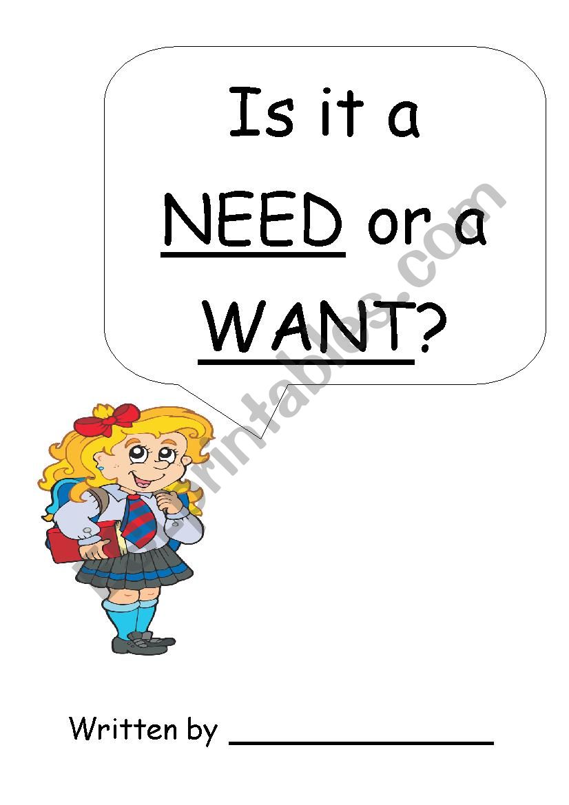 Needs and Wants Booklet worksheet