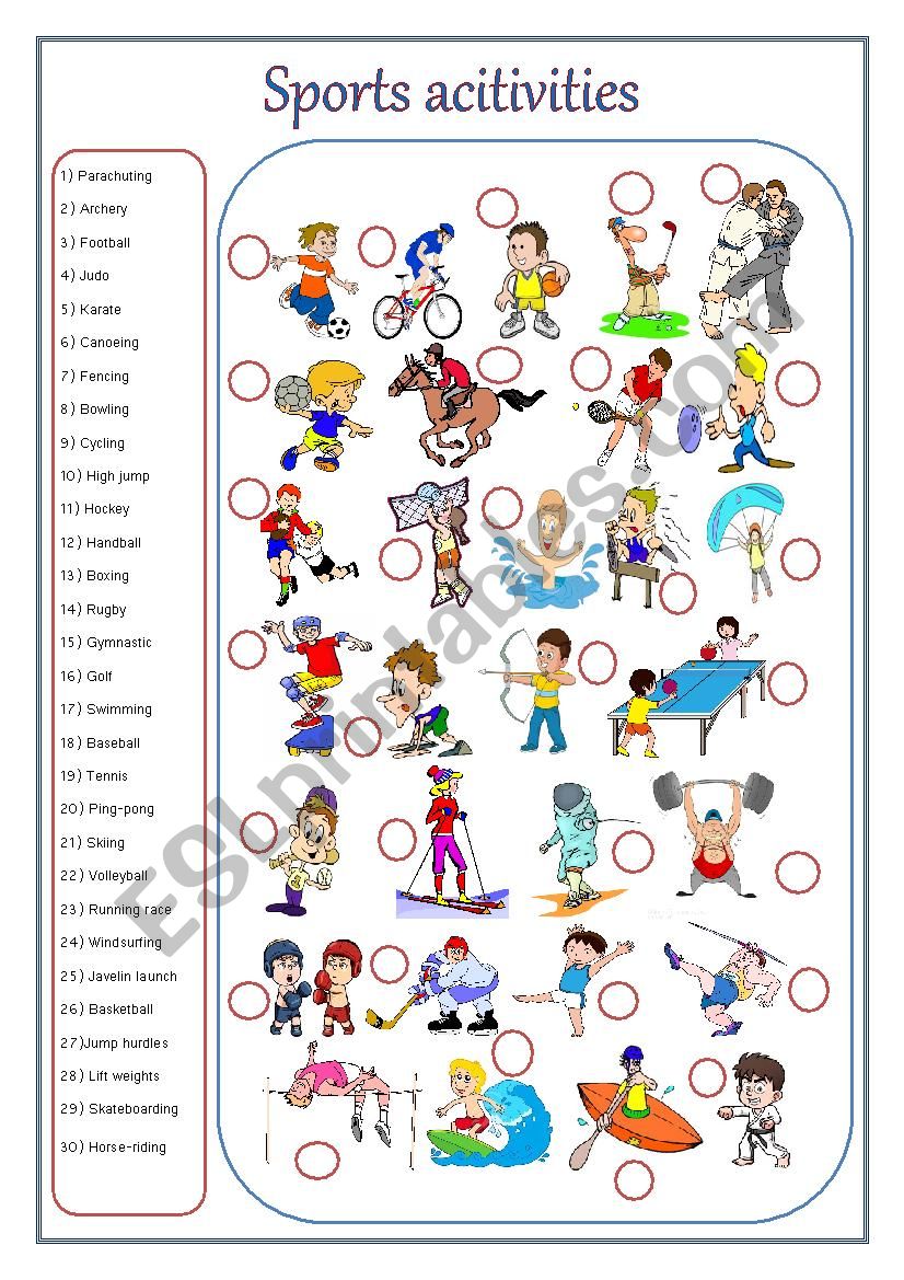 SPORTS ACTIVITIES worksheet