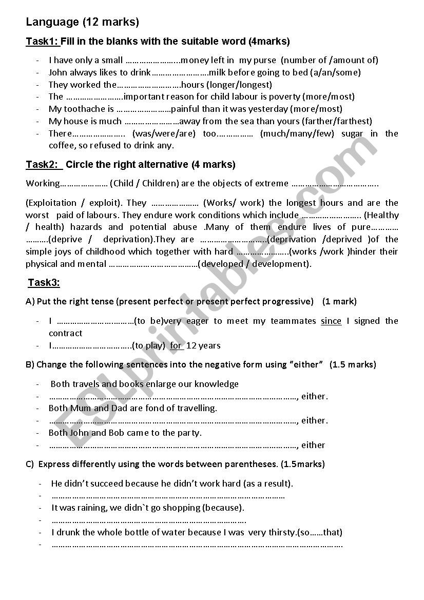 GRAMMAR worksheet