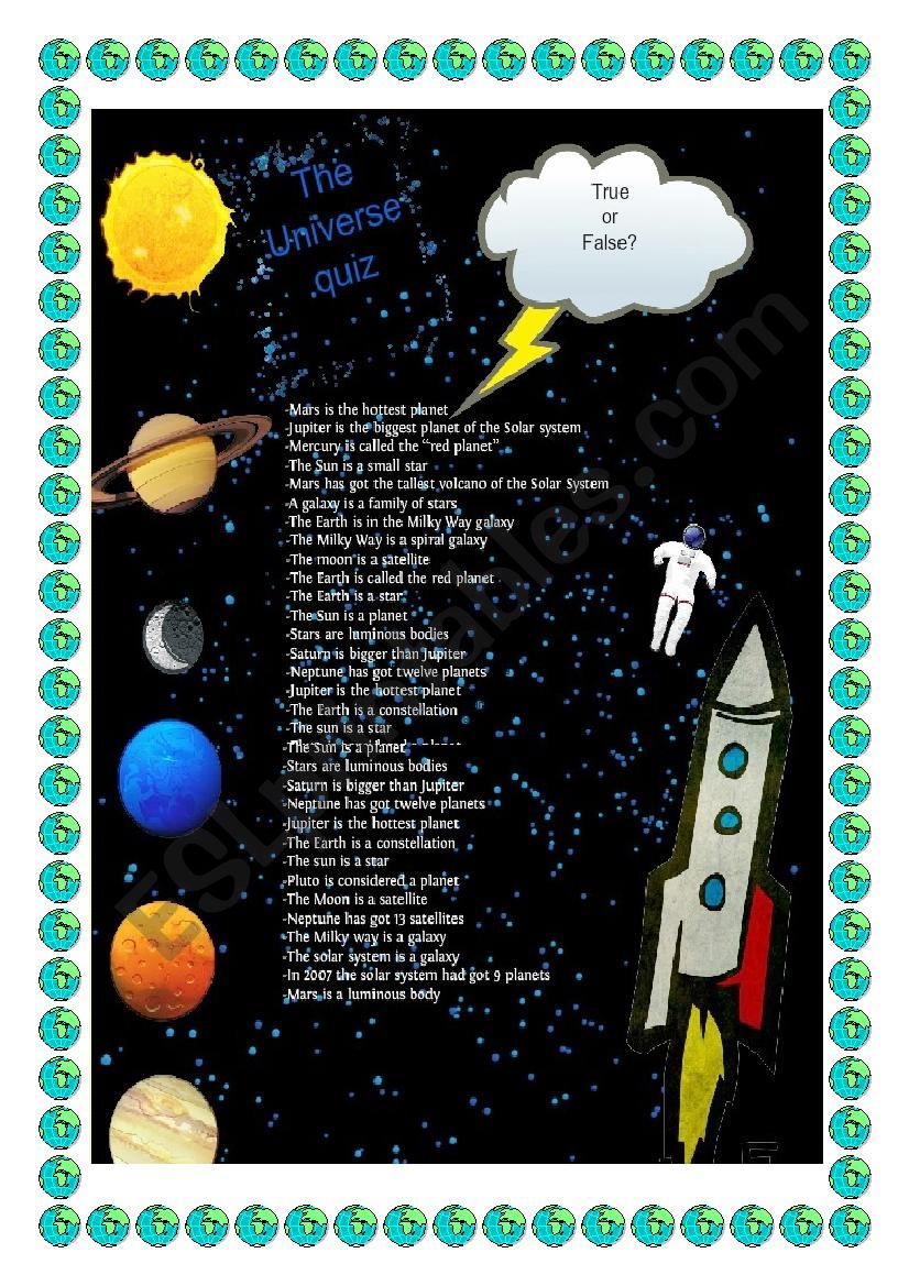 The Universe quiz worksheet