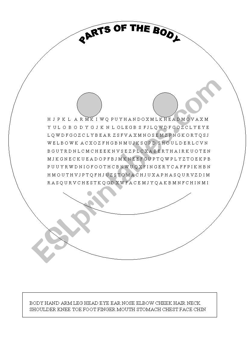 parts of the body word search - ESL worksheet by Agnieszka89