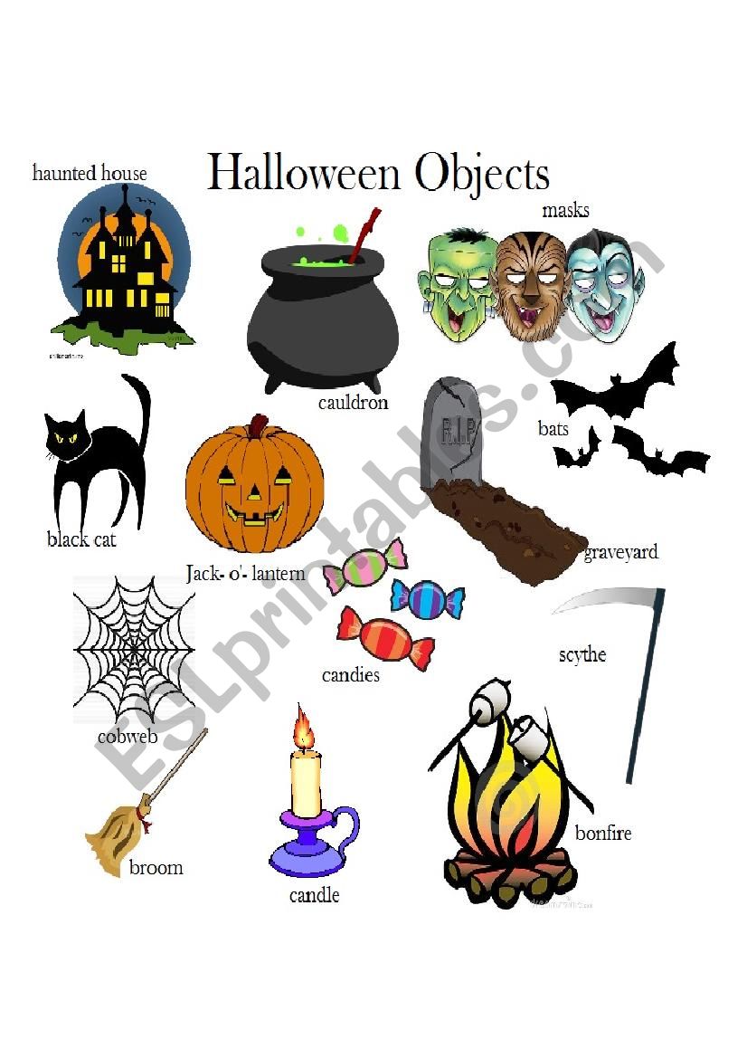 Halloween objects worksheet