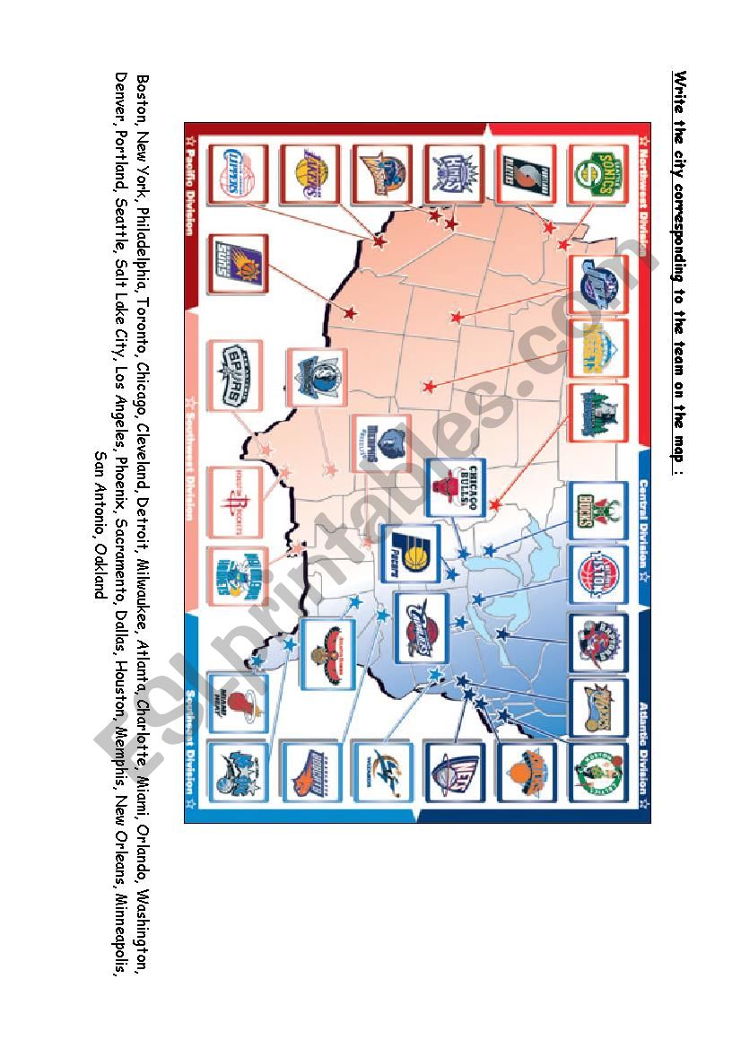 NBA Map worksheet