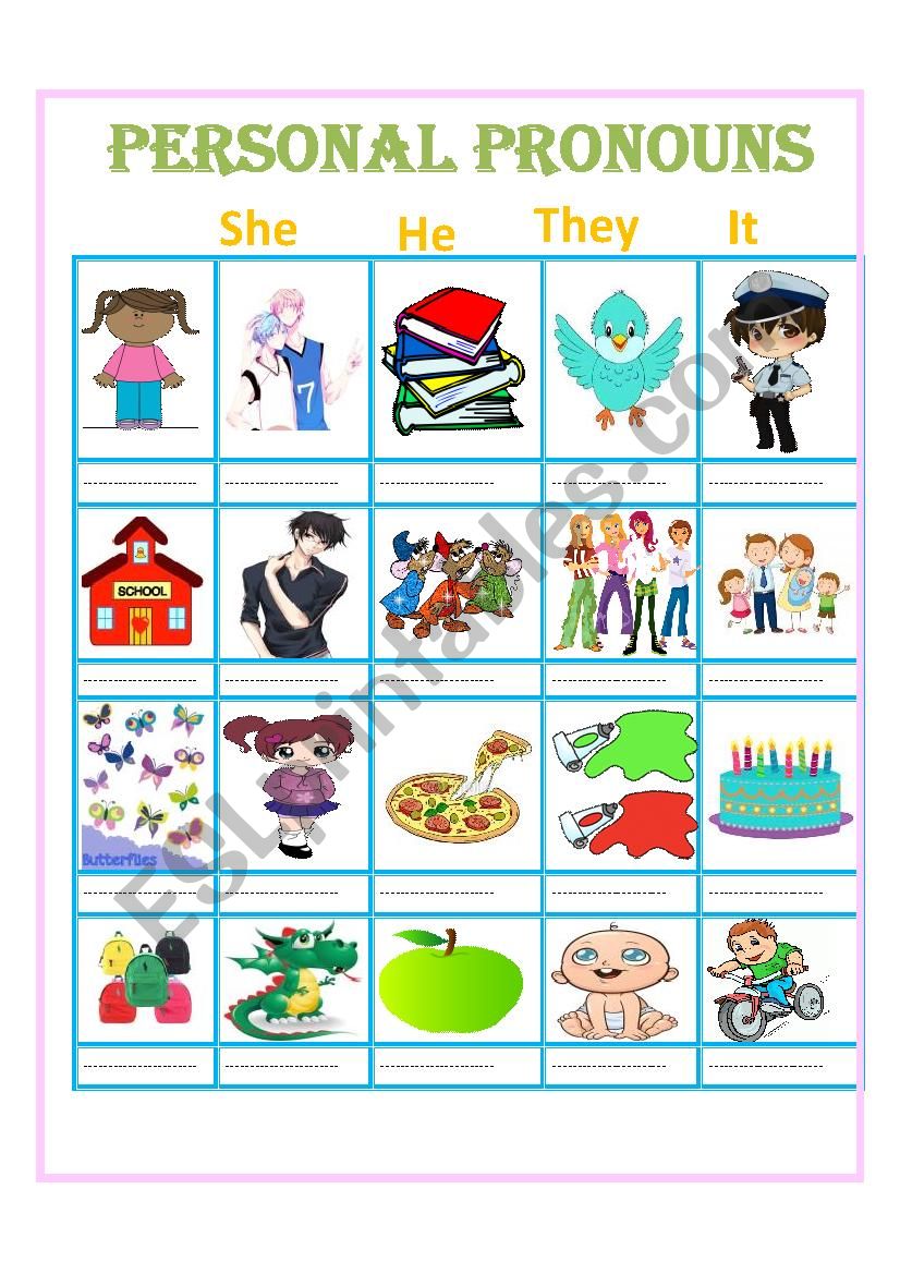 Personal Pronouns worksheet