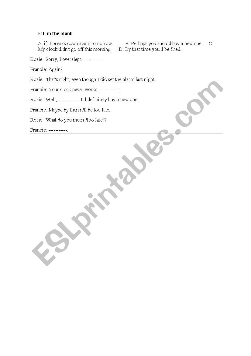 Conversation worksheet