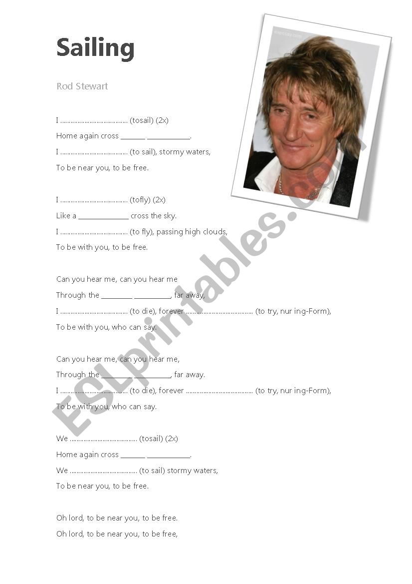 Sailing (Rod Stewart) worksheet