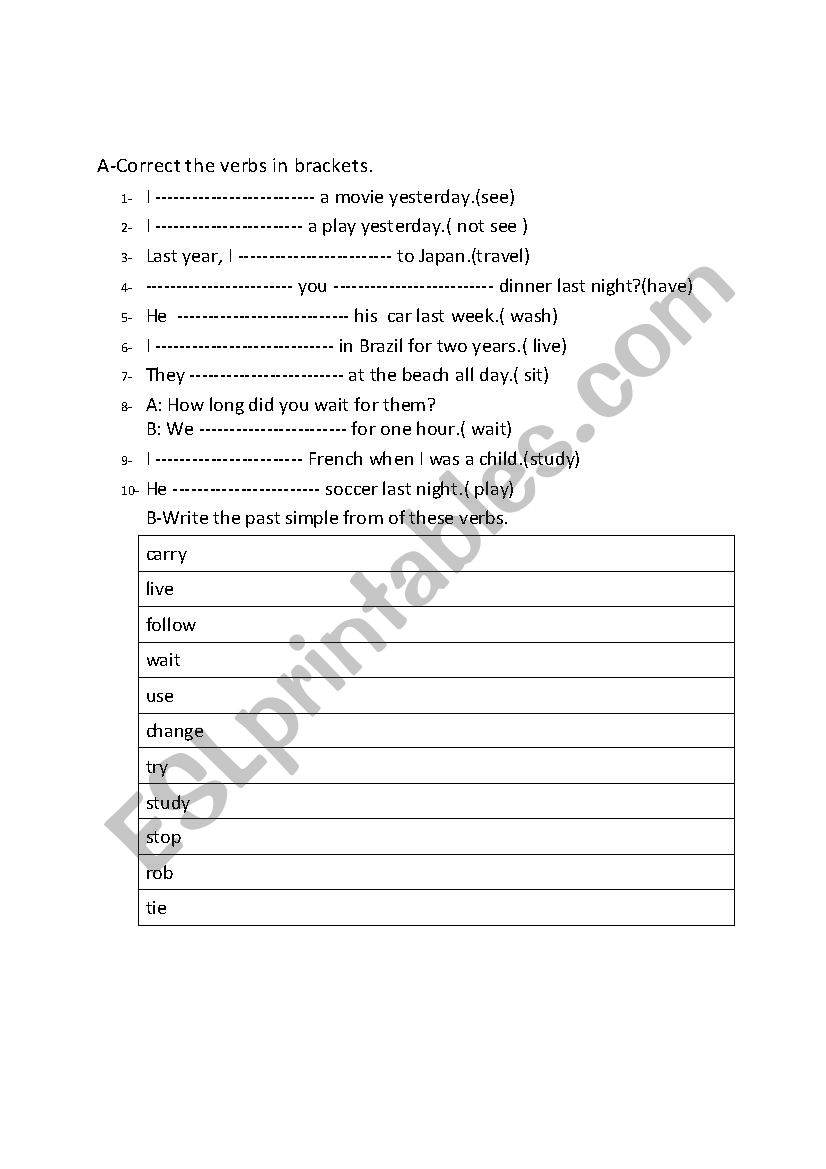 simple past worksheet