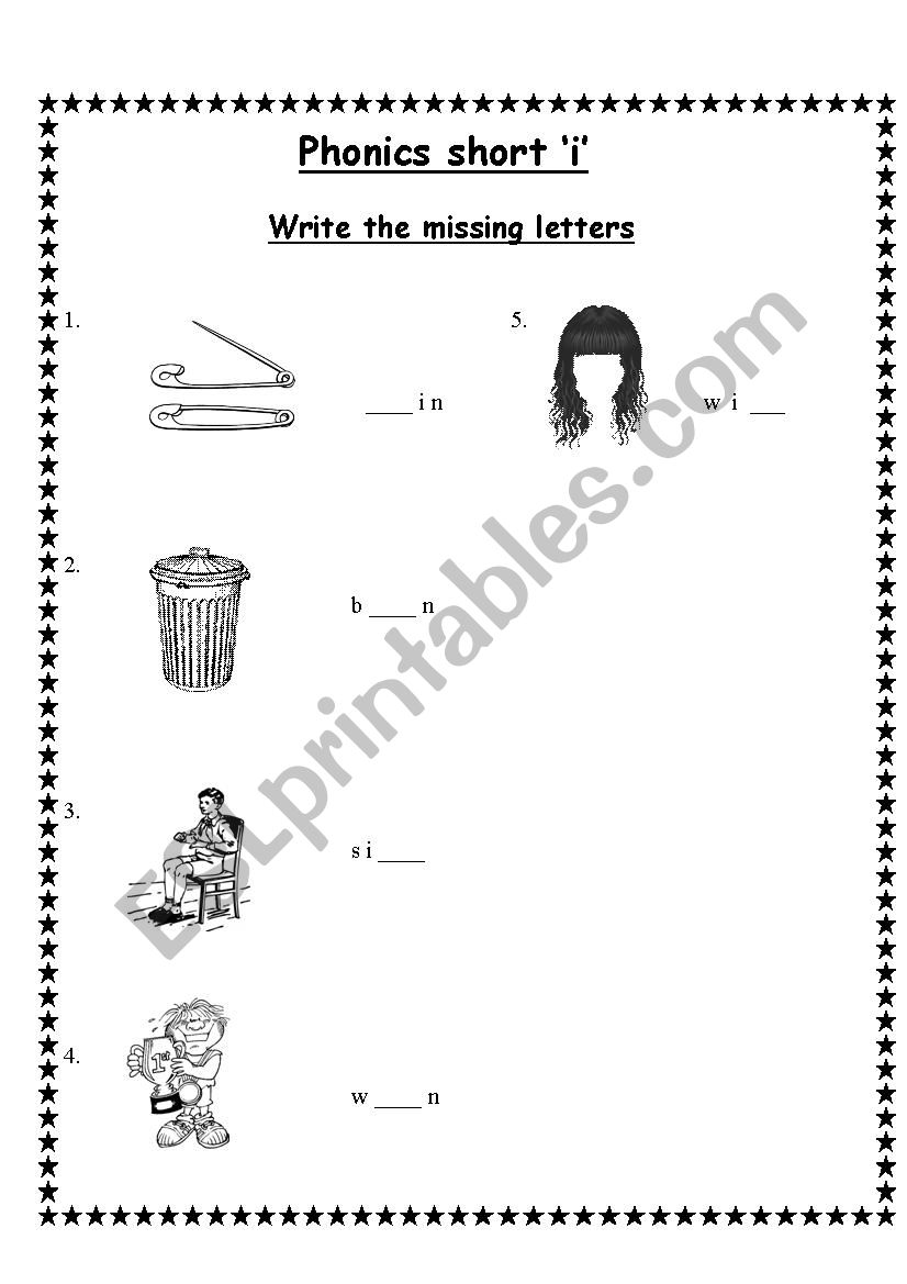 Phonics short â€˜iâ€™  worksheet