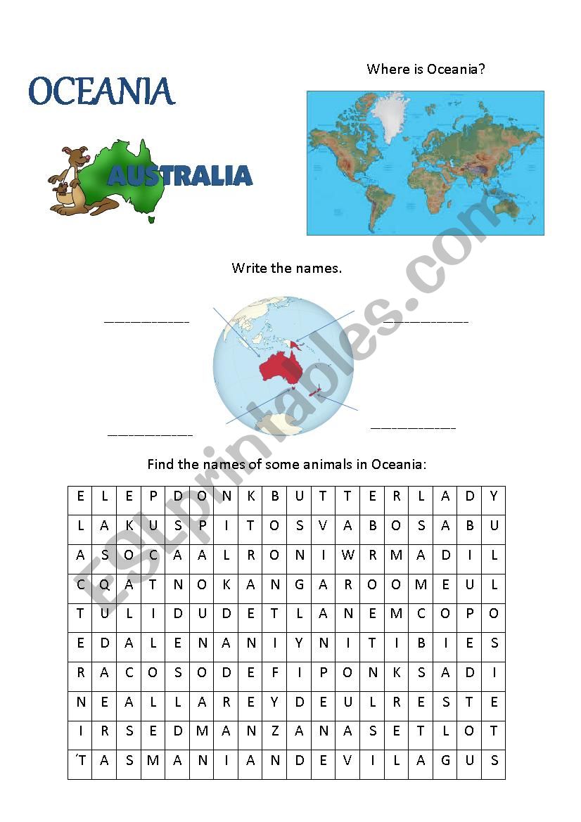 Australia (Ocenia) worksheet