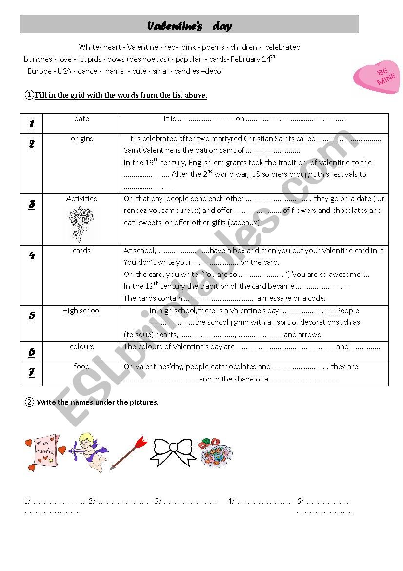 valentines day worksheet