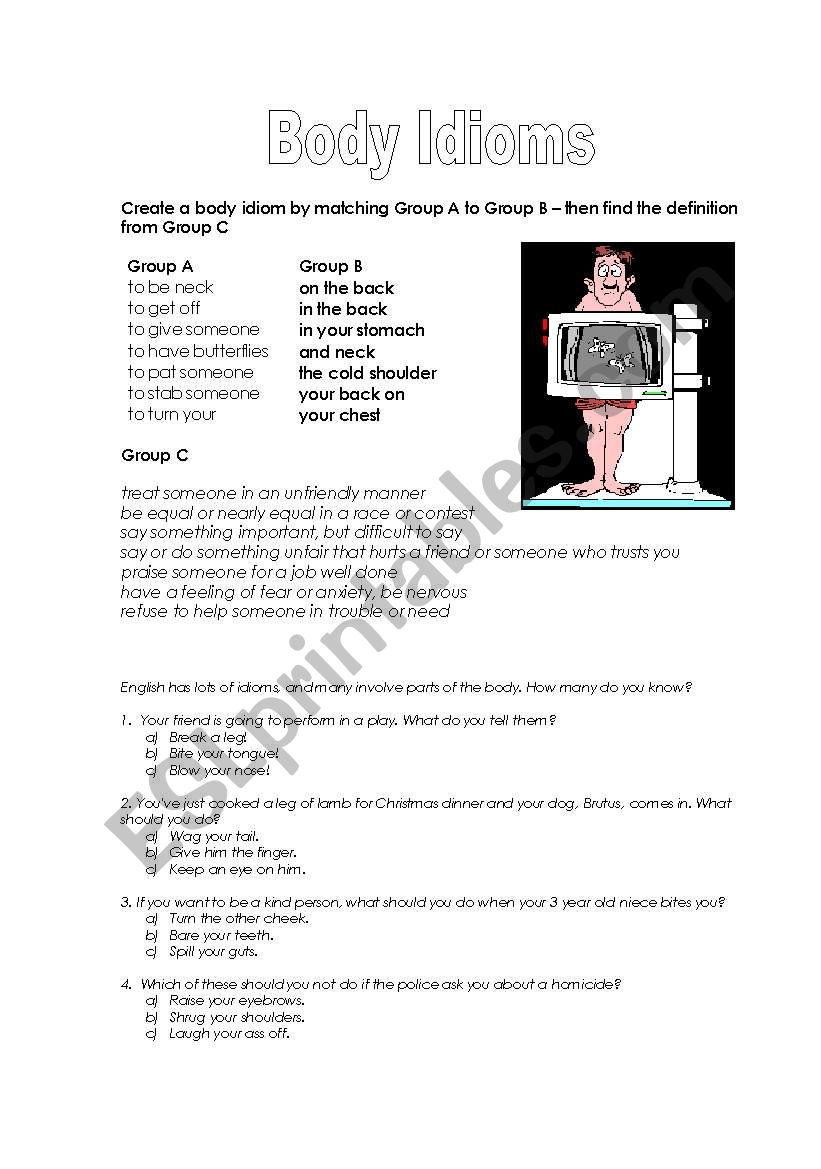 Body Idioms worksheet