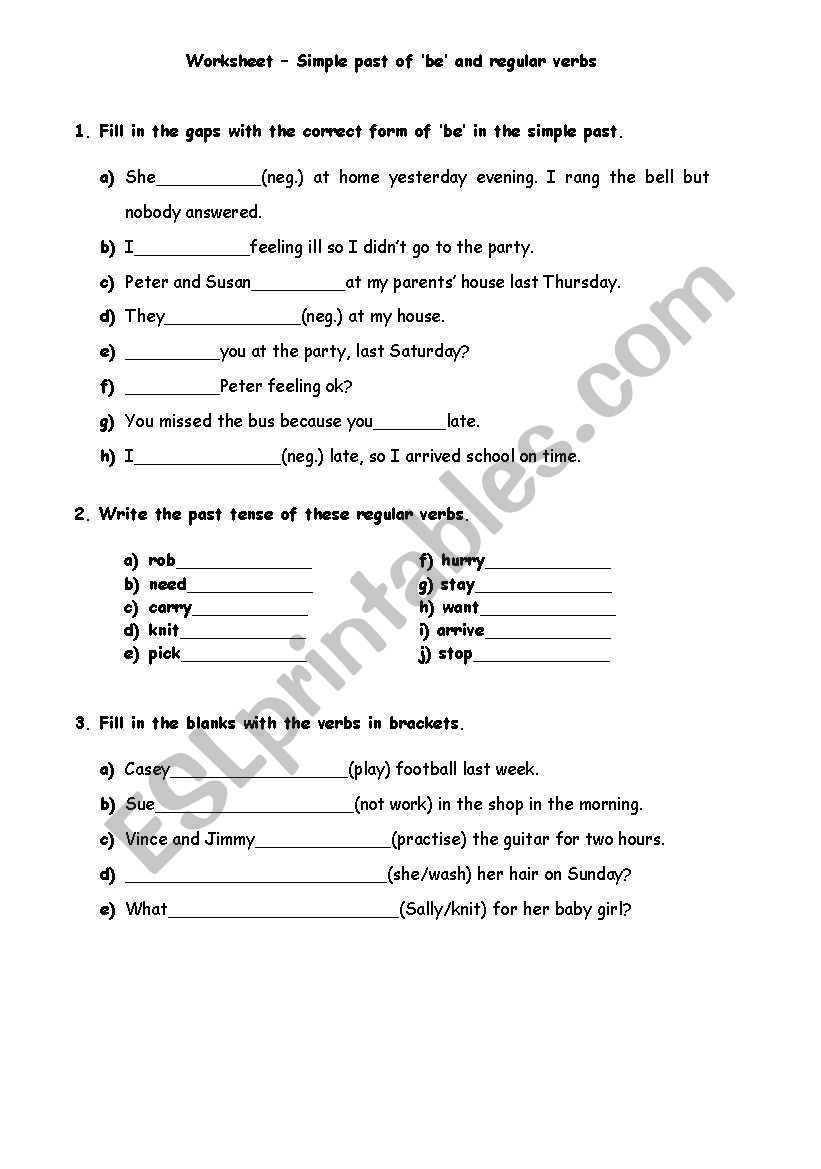 simple past of be and regular verbs