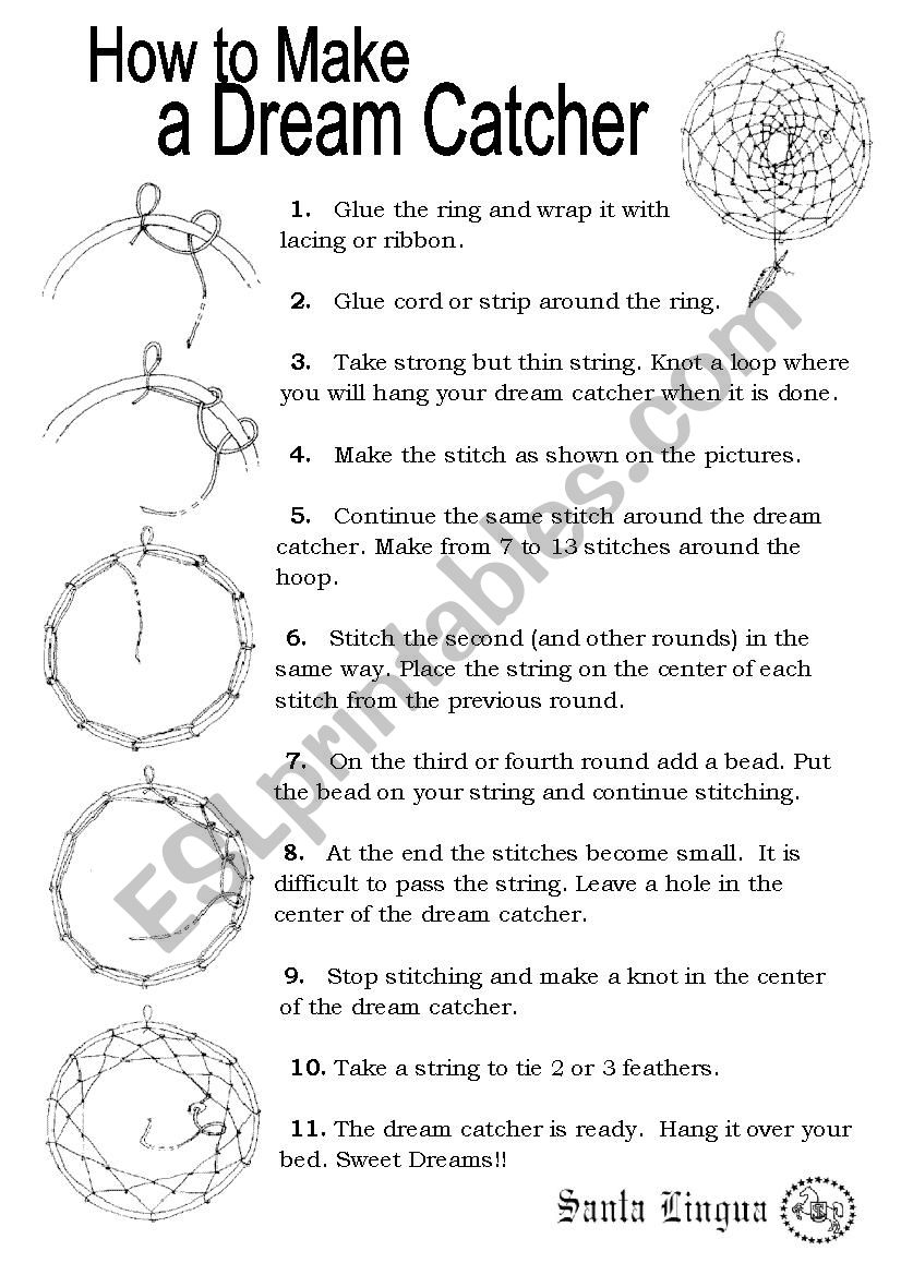 Dream Catcher worksheet