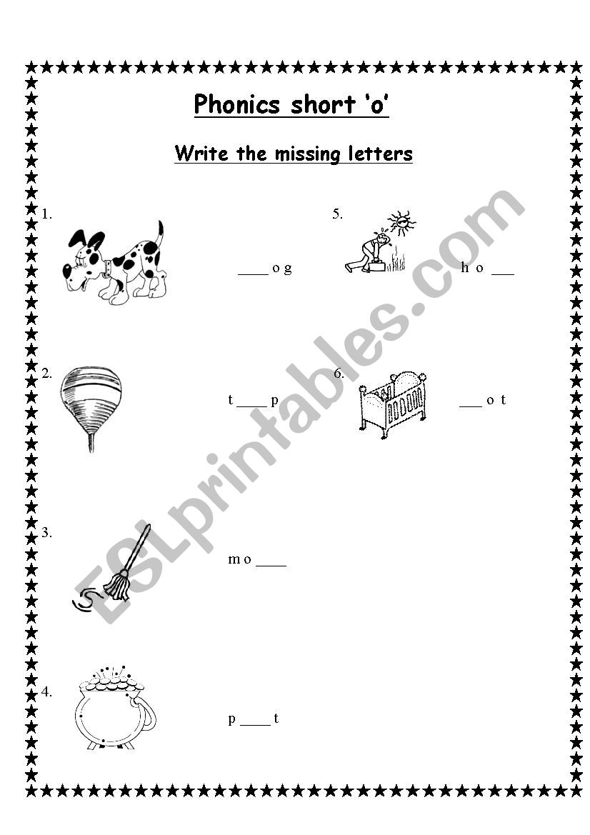Phonics short â€˜oâ€™  worksheet