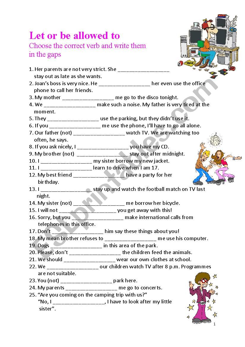 let and be allowed to - ESL worksheet by Borisje