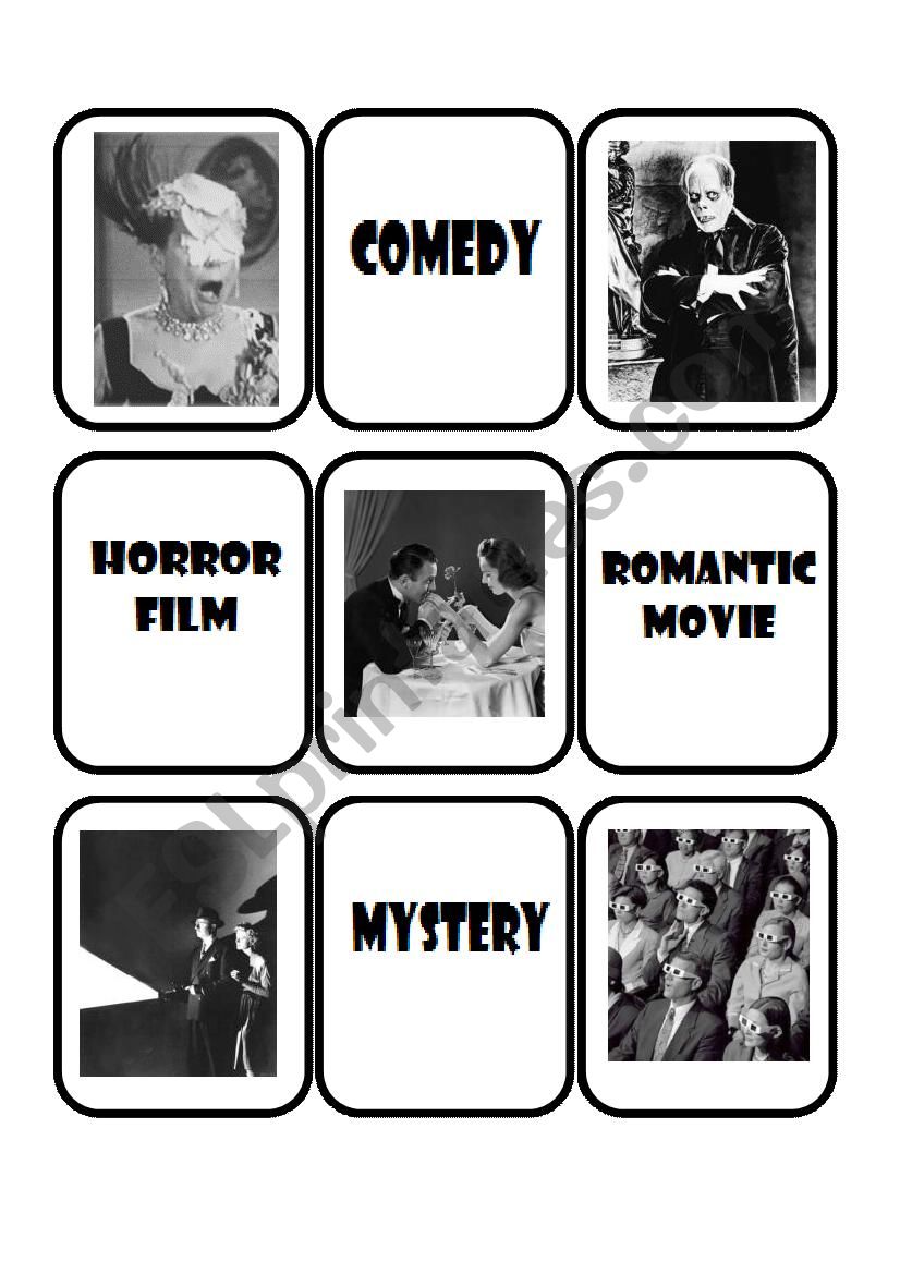 Movies Old Maid/Match Cards worksheet