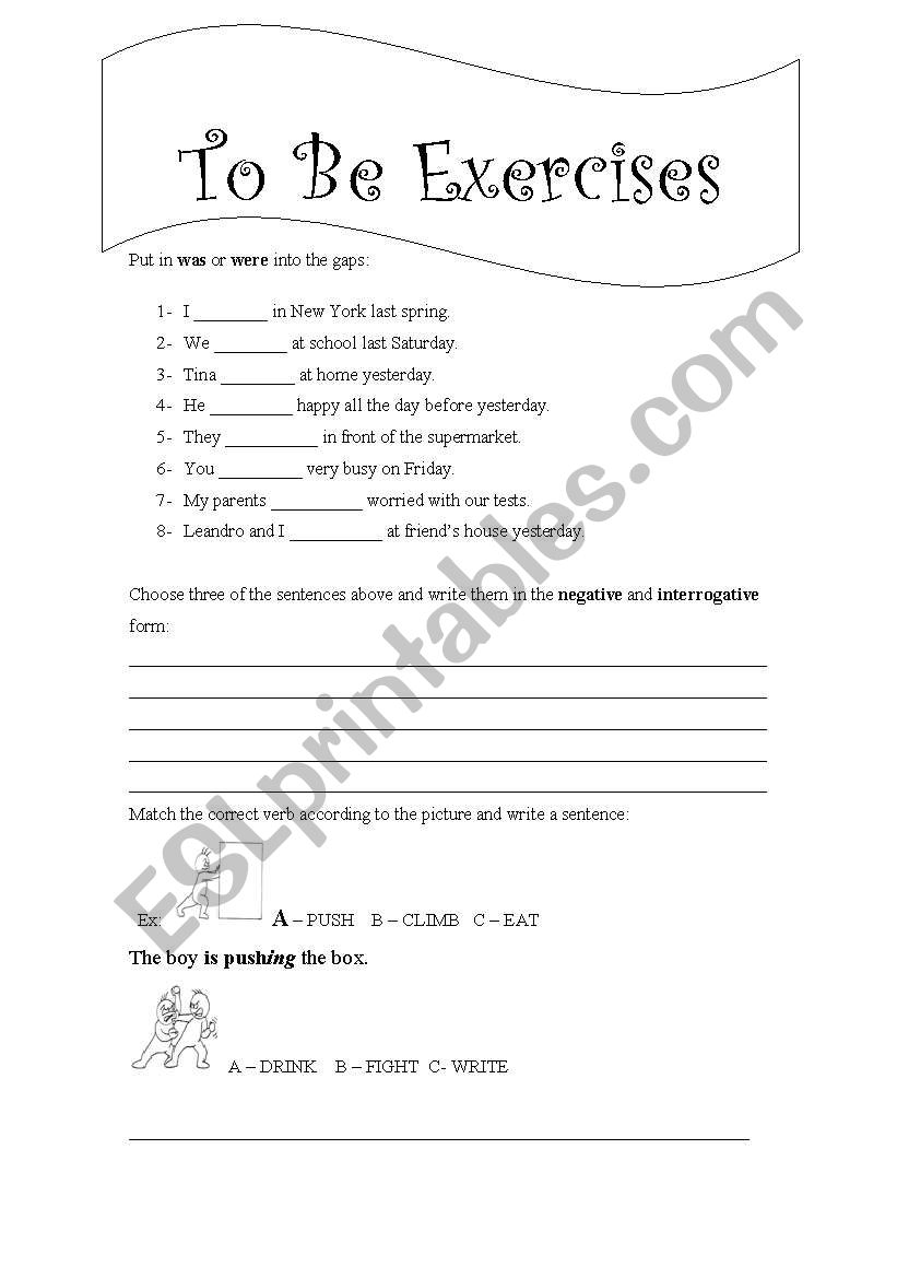 To be - Exercises worksheet