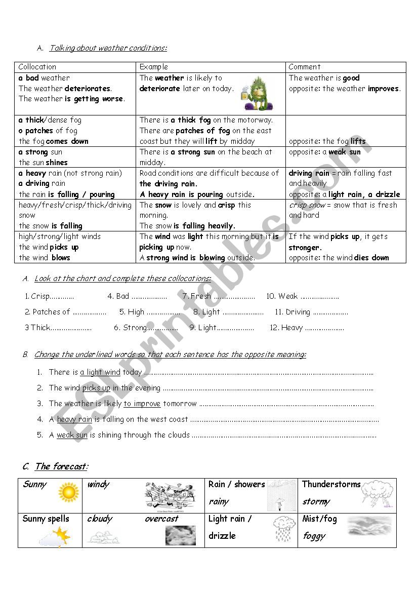 weather vocabulary worksheet