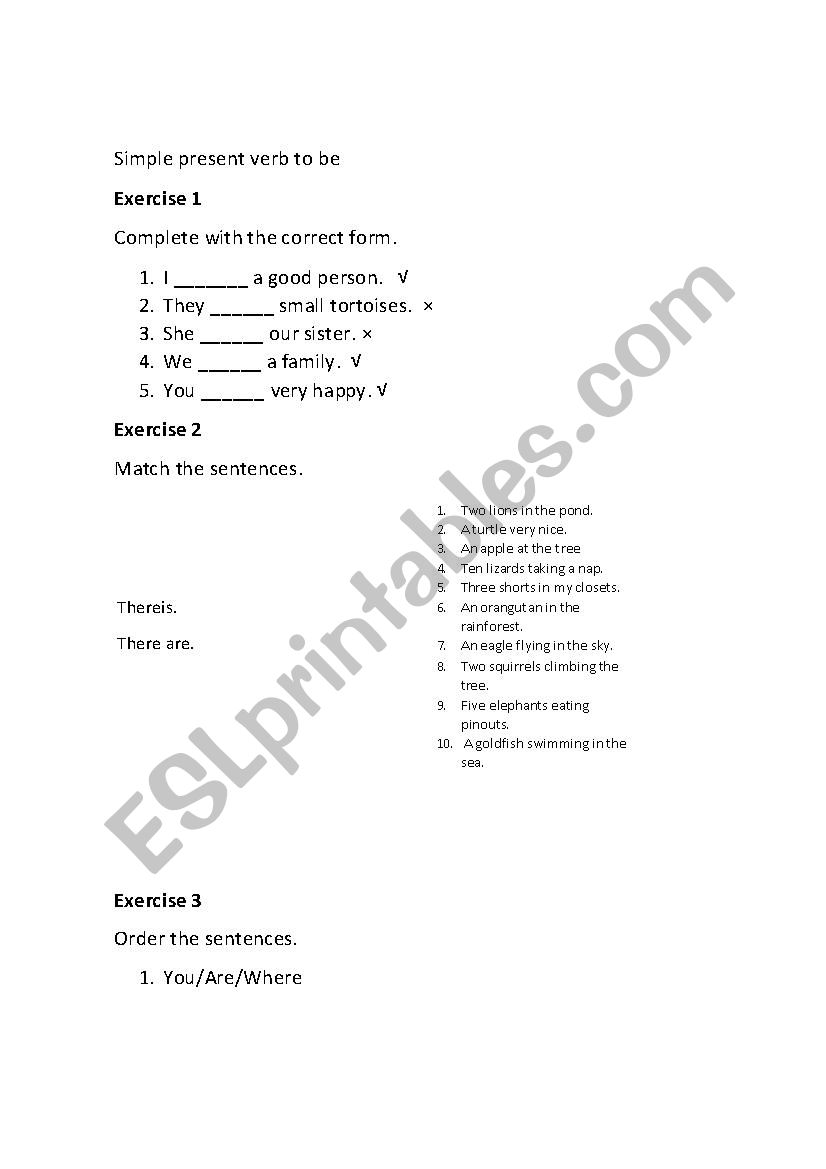 Verb to be worksheet