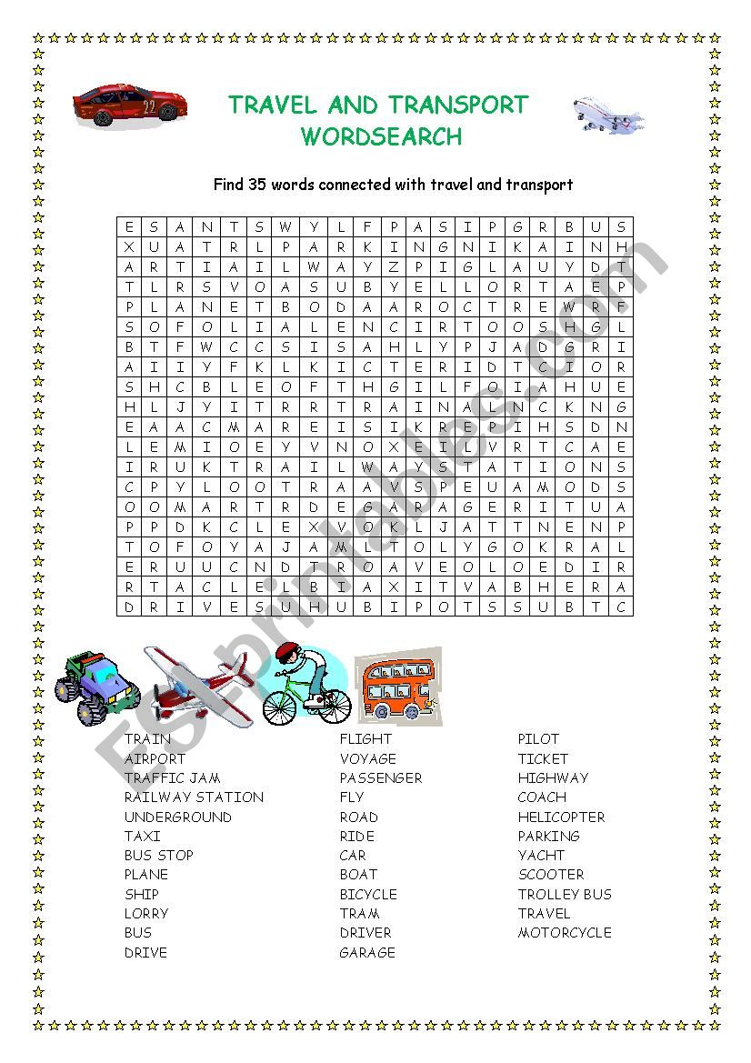 Travel and Transport worksheet