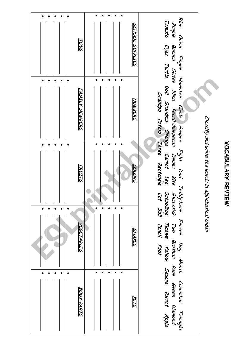 Vocabulary Review 1 worksheet