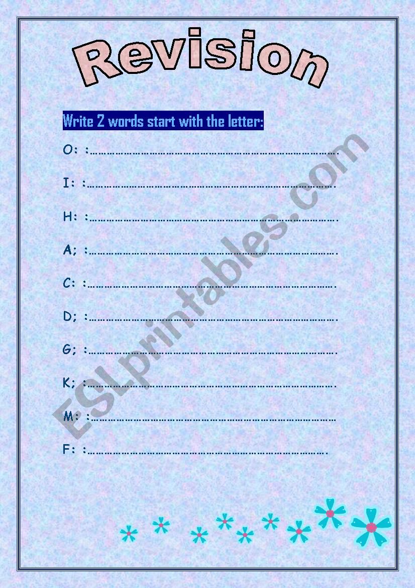 my abc words - revision  worksheet