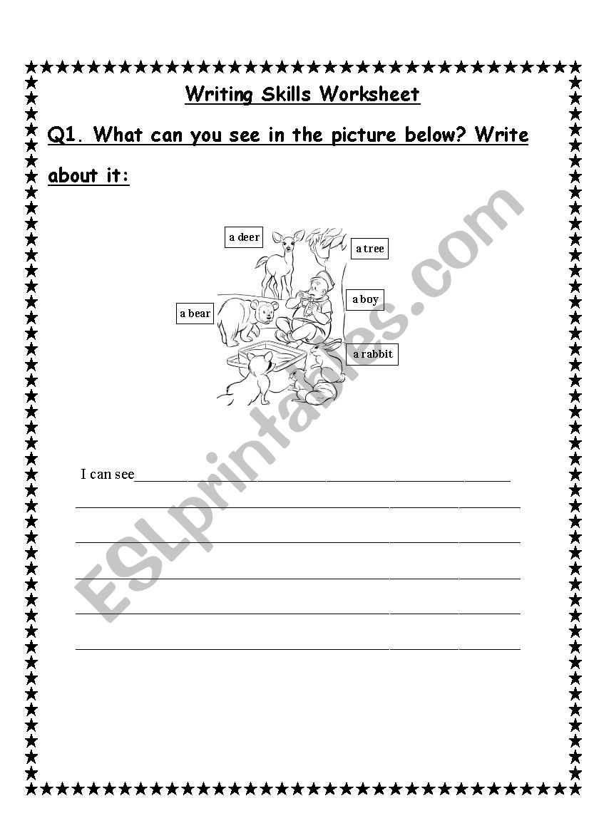 Writing Skills Worksheet, I can see...