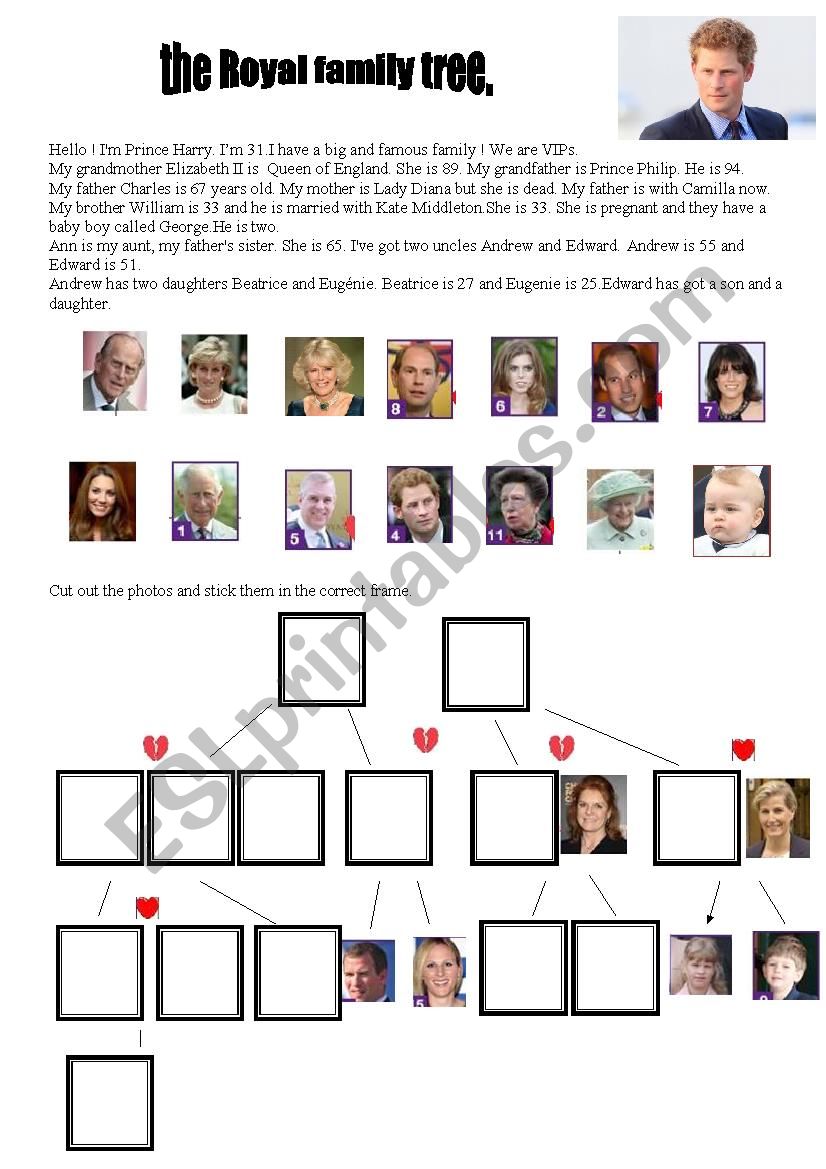 THE ROYAL FAMILY TREE worksheet