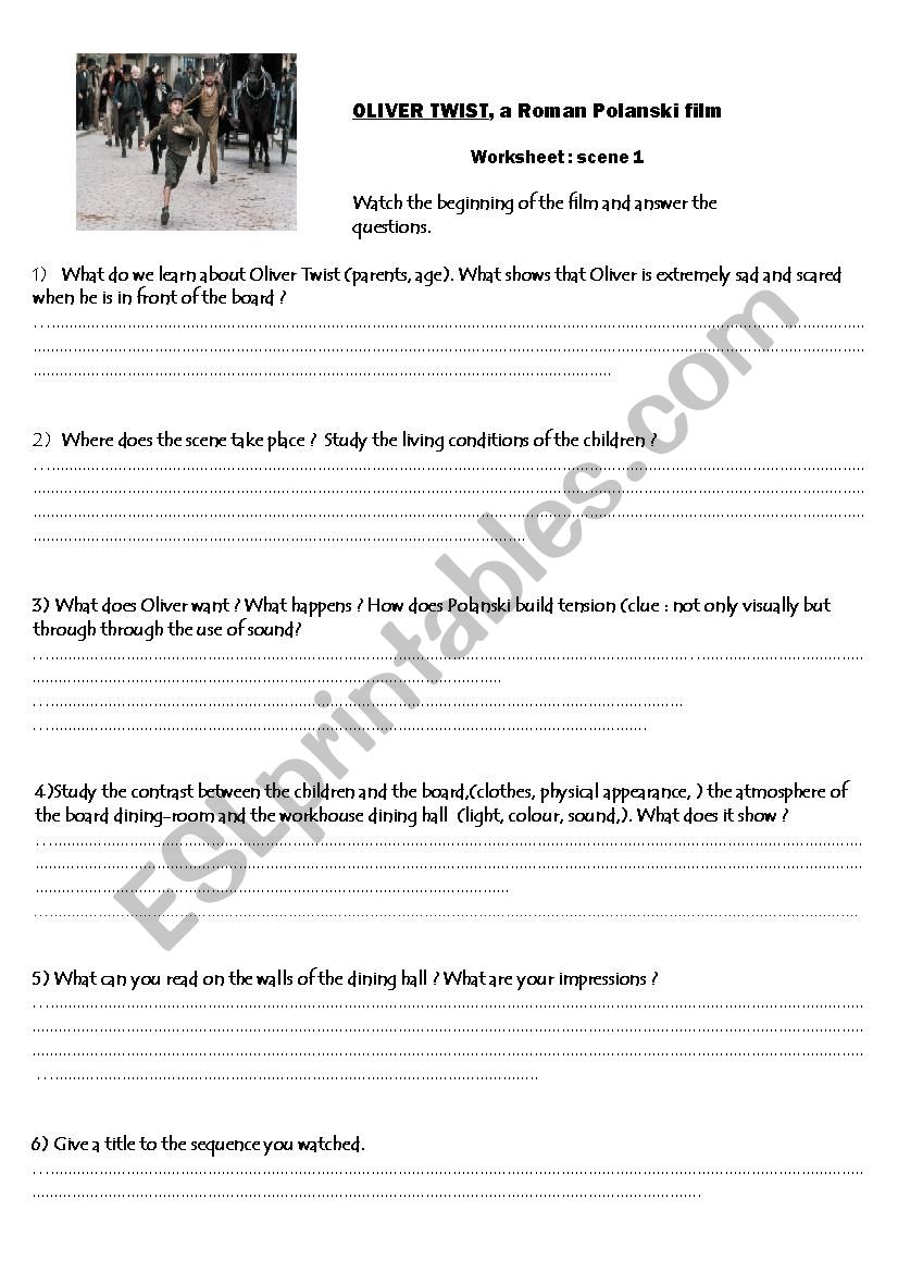 Oliver Twist  worksheet