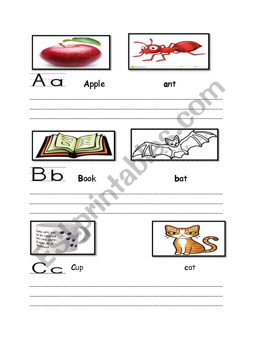 English  Alphabets  Part one worksheet