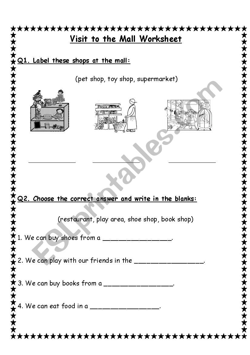 Visit to the Mall  worksheet