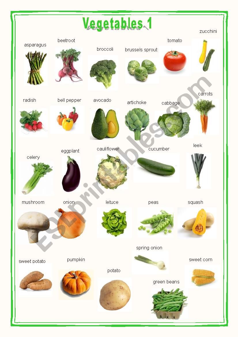 Vegetables Pictionary 1 worksheet