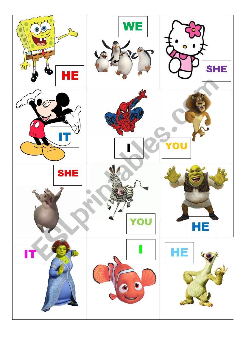 TO BE with cartoon characters worksheet