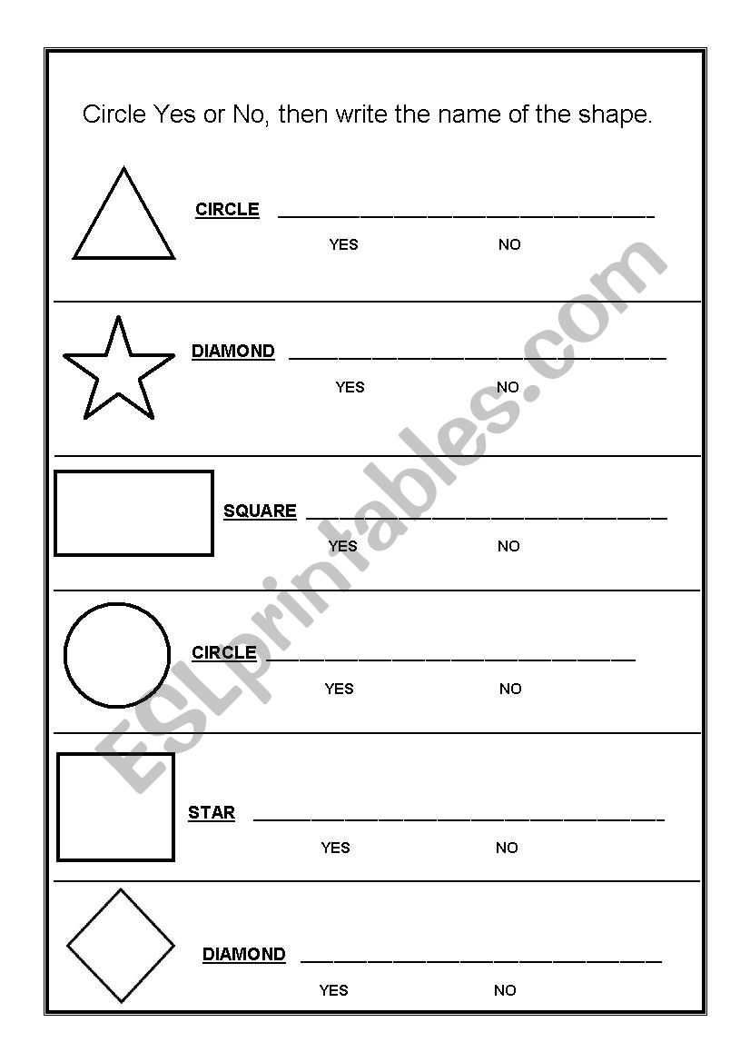 Shapes worksheet