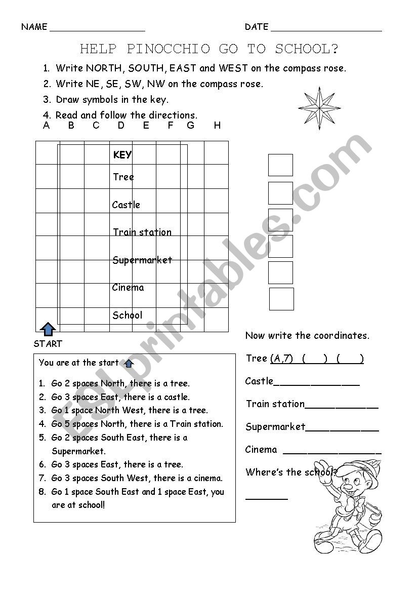 Help Pinochio go to school worksheet