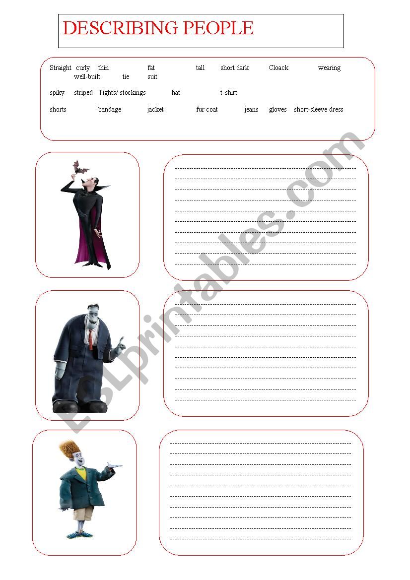 Describing people worksheet