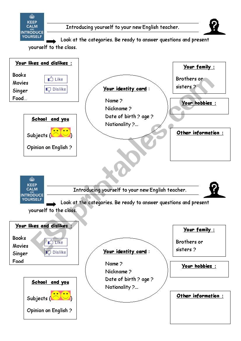 introduce yourself worksheet