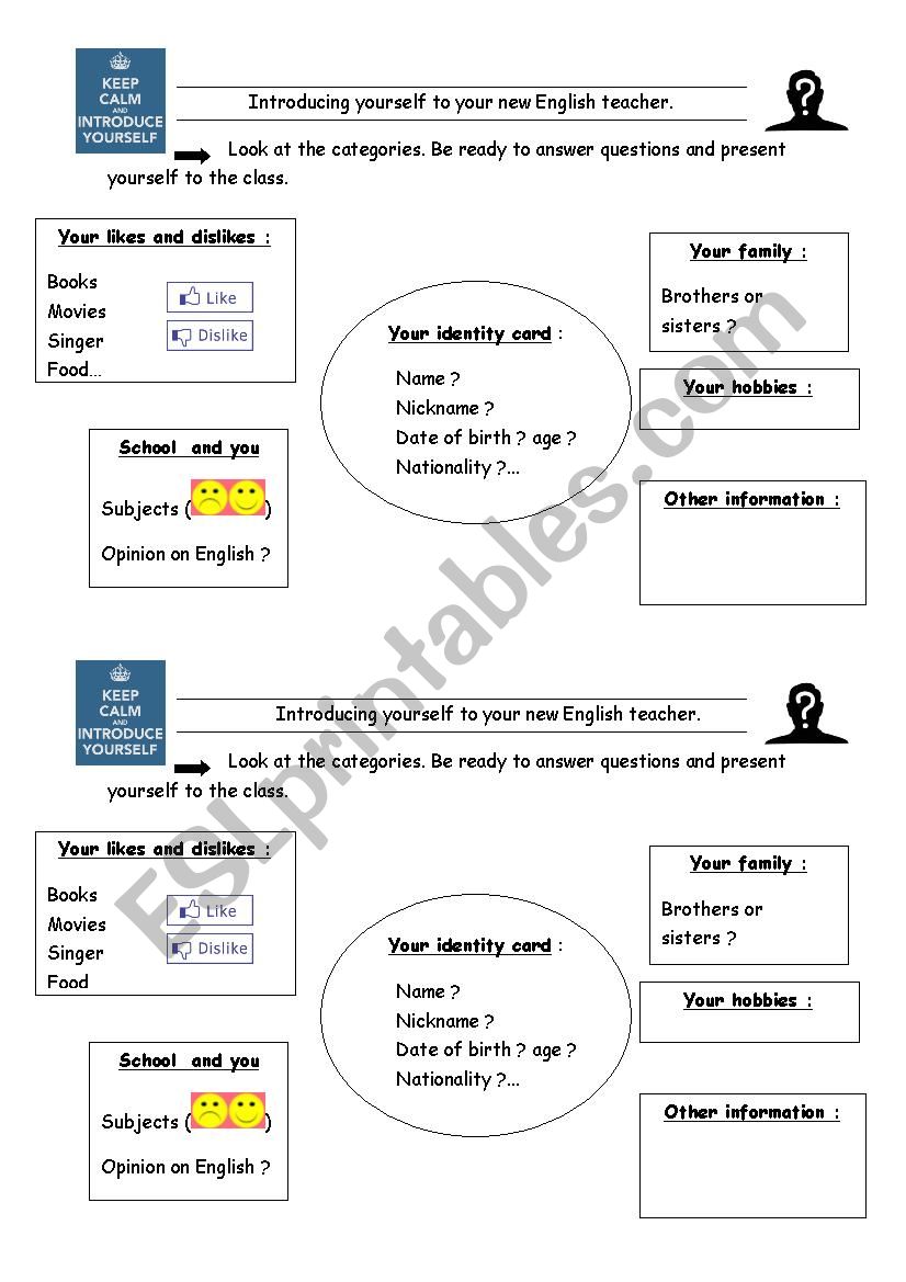 introduce yourself worksheet